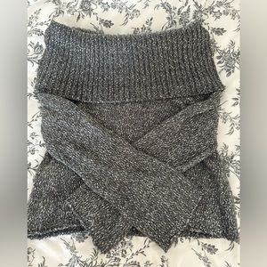 Aerie off the shoulder gray bell sleeve sweater size medium